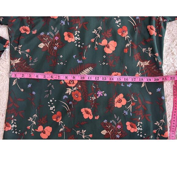 Skies Are Blue Women's Size L Green Floral Ruffle Sleeve Shift Dress #0563 - Picture 12 of 13